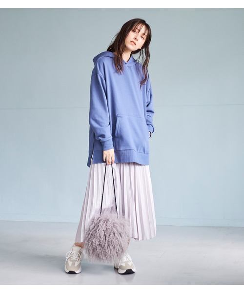 KANGOL EXTRA COMFORT（カンゴールエクストラコンフォート）の「【KANGOL EXTRA COMFORT(カンゴール　エクストラ　コンフォート)】ワイドスリットパーカー（パーカー・レディース・ブルーグレー/パープル/オフホワイト/ブラック/モカ/ベージュ/ブラウン/杢グレー/アイボリー/レンガ・LL/M/L）」の21枚目の写真