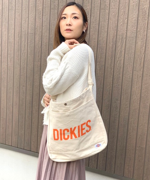 Dickies(ディッキーズ)の「Dickies MAT CANVAS TOTE M(トートバッグ・レディース・ホワイト/オレンジ・FREE)」の2枚目の写真
