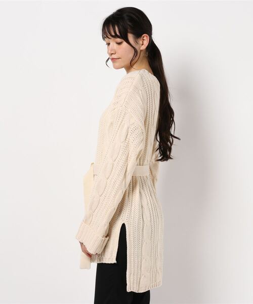 SpRay（スプレイ）の「ベルト付ケーブルチュニック（チュニック・レディース・ブラック/ベージュ/ブラウン/モカ・FREE）」の5枚目の写真