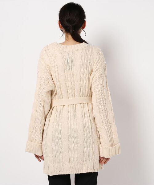 SpRay（スプレイ）の「ベルト付ケーブルチュニック（チュニック・レディース・ブラック/ベージュ/ブラウン/モカ・FREE）」の6枚目の写真