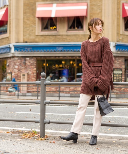 SpRay（スプレイ）の「ベルト付ケーブルチュニック（チュニック・レディース・ブラック/ベージュ/ブラウン/モカ・FREE）」の18枚目の写真