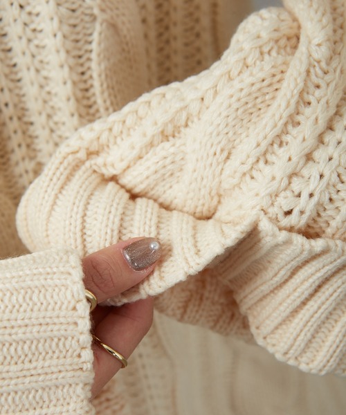 SpRay（スプレイ）の「ベルト付ケーブルチュニック（チュニック・レディース・ブラック/ベージュ/ブラウン/モカ・FREE）」の14枚目の写真