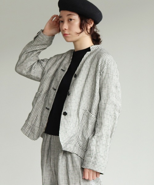 太番手 千鳥柄 ジャケット ノーカラージャケット Yuni ユニ のファッション通販 Zozotown