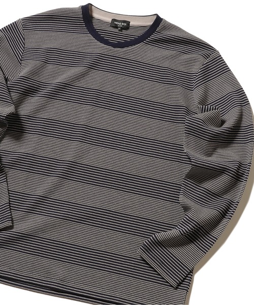 MEN'S BIGI(メンズビギ)の「フクレボーダー ストレッチロングTシャツ(Tシャツ/カットソー・メンズ・ネイビー/ホワイト/ブラウン・02/03/01)」の3枚目の写真
