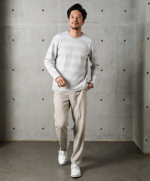 MEN'S BIGI(メンズビギ)の「フクレボーダー ストレッチロングTシャツ(Tシャツ/カットソー・メンズ・ネイビー/ホワイト/ブラウン・02/03/01)」の11枚目の写真