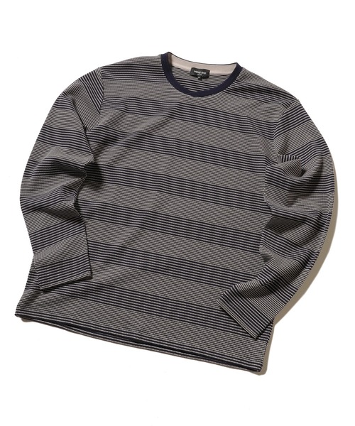 MEN'S BIGI(メンズビギ)の「フクレボーダー ストレッチロングTシャツ(Tシャツ/カットソー・メンズ・ネイビー/ホワイト/ブラウン・02/03/01)」の16枚目の写真