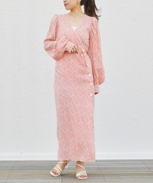 【SALON by Chico限定】小花柄カシュクールロングワンピース