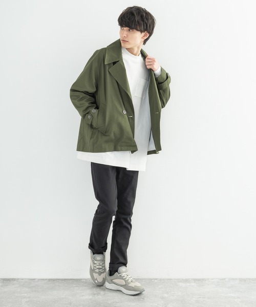 Rocky Monroe（ロッキーモンロー）の「オーバーサイズ ショートトレンチコート（トレンチコート・メンズ・ブラック/ベージュ/ネイビー/オフホワイト/オリーブ/グレイッシュブルー/チャコール・M/L）」の17枚目の写真