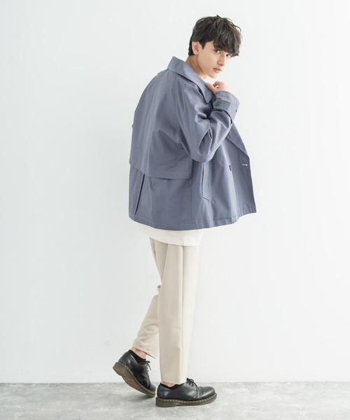 Rocky Monroe（ロッキーモンロー）の「オーバーサイズ ショートトレンチコート（トレンチコート・メンズ・ブラック/ベージュ/ネイビー/オフホワイト/オリーブ/グレイッシュブルー/チャコール・M/L）」の18枚目の写真