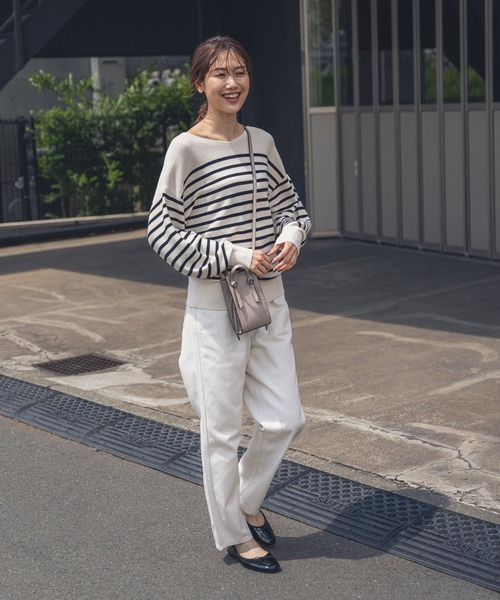 nagonstans☆赤ステッチ☆タック入り☆ハイウエスト☆カーヴィデニムパンツ カーヴィーデニムパンツ | AND ON JIONE STORE（アンドオン
