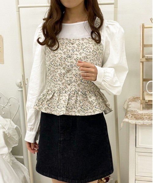 apres jour（アプレジュール）の「花柄ビスチェセット【ZOZOTOWN限定アイテム】（Tシャツ/カットソー・レディース・アイボリー/ミント/モカ/ダークブルー・フリー/X-LARGE）」の10枚目の写真