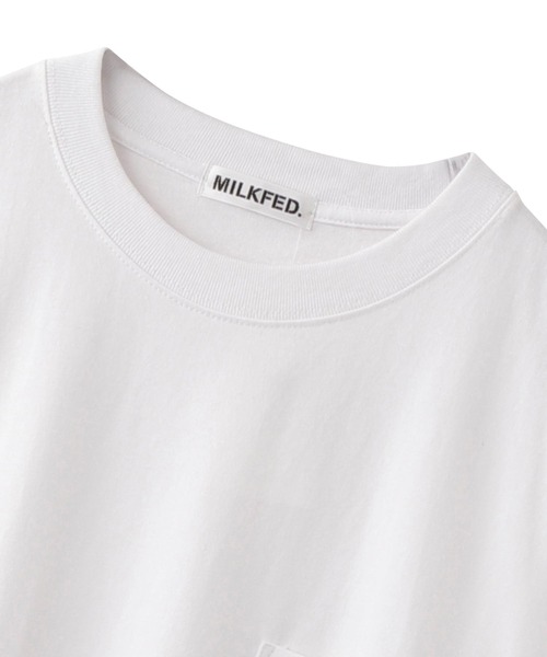 MILKFED.（ミルクフェド）の「BAR WAPPEN POCKET BIG S/S TEE / ビッグシルエット 半袖Tシャツ（Tシャツ/カットソー・レディース・ブラック/ベージュ/ライトグリーン/ライトグレー/ホワイト/レッド/A/パープル/オリーブ・ONE SIZE）」の14枚目の写真