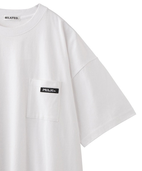 MILKFED.（ミルクフェド）の「BAR WAPPEN POCKET BIG S/S TEE / ビッグシルエット 半袖Tシャツ（Tシャツ/カットソー・レディース・ブラック/ベージュ/ライトグリーン/ライトグレー/ホワイト/レッド/A/パープル/オリーブ・ONE SIZE）」の11枚目の写真