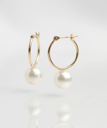 anq.（アンク）の「「anq.」K10・ホワイトパール フープピアス（ピアス（両耳用））」