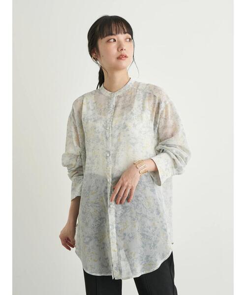 earth music&ecology(アースミュージックアンドエコロジー)の「バンドカラーシアーシャツ *(シャツ/ブラウス・レディース・ベージュ/ブラウン/サックスブルー/ミント・FREE)」の5枚目の写真