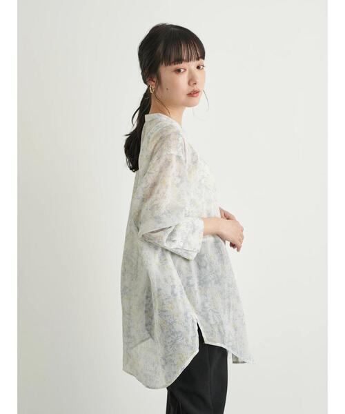 earth music&ecology(アースミュージックアンドエコロジー)の「バンドカラーシアーシャツ *(シャツ/ブラウス・レディース・ベージュ/ブラウン/サックスブルー/ミント・FREE)」の7枚目の写真