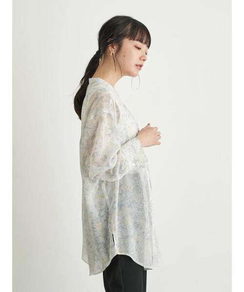 earth music&ecology(アースミュージックアンドエコロジー)の「バンドカラーシアーシャツ *(シャツ/ブラウス・レディース・ベージュ/ブラウン/サックスブルー/ミント・FREE)」の8枚目の写真