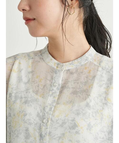 earth music&ecology(アースミュージックアンドエコロジー)の「バンドカラーシアーシャツ *(シャツ/ブラウス・レディース・ベージュ/ブラウン/サックスブルー/ミント・FREE)」の10枚目の写真