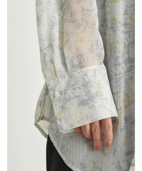 earth music&ecology(アースミュージックアンドエコロジー)の「バンドカラーシアーシャツ *(シャツ/ブラウス・レディース・ベージュ/ブラウン/サックスブルー/ミント・FREE)」の12枚目の写真