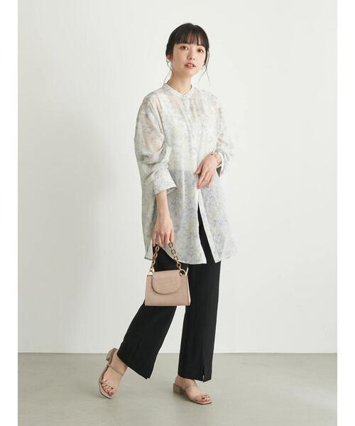 earth music&ecology(アースミュージックアンドエコロジー)の「バンドカラーシアーシャツ *(シャツ/ブラウス・レディース・ベージュ/ブラウン/サックスブルー/ミント・FREE)」の15枚目の写真