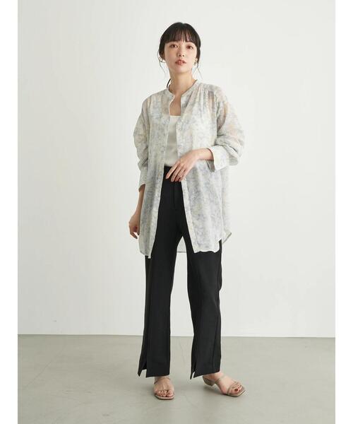 earth music&ecology(アースミュージックアンドエコロジー)の「バンドカラーシアーシャツ *(シャツ/ブラウス・レディース・ベージュ/ブラウン/サックスブルー/ミント・FREE)」の17枚目の写真