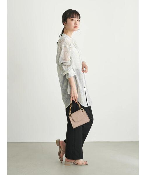 earth music&ecology(アースミュージックアンドエコロジー)の「バンドカラーシアーシャツ *(シャツ/ブラウス・レディース・ベージュ/ブラウン/サックスブルー/ミント・FREE)」の18枚目の写真