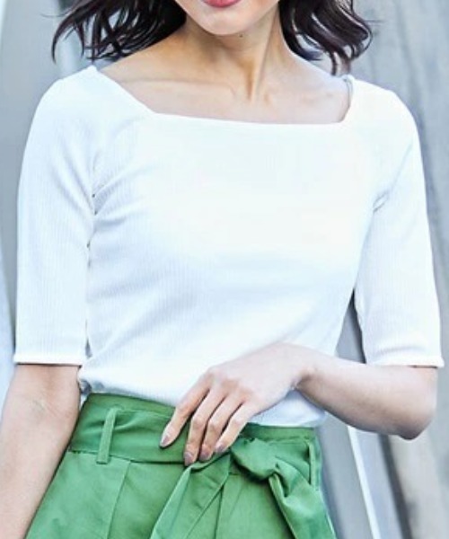 &. NOSTALGIA（アンドドットノスタルジア）の「三角テレコ前後2wayリブプルオーバー（Tシャツ/カットソー・レディース・グレー/ベージュ/ライトカーキ/オフホワイト/ブラック・FREE）」の12枚目の写真
