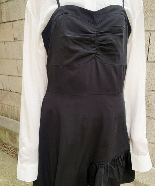 Voyage titty&Co.PETIT（ボヤージュティティアンドコープチ）の「【Voyage titty&Co.】voyage2021SSイレヘムキャミワンピース（ワンピース・レディース・ブラック・FREE）」の3枚目の写真