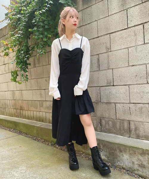 Voyage titty&Co.PETIT（ボヤージュティティアンドコープチ）の「【Voyage titty&Co.】voyage2021SSイレヘムキャミワンピース（ワンピース・レディース・ブラック・FREE）」の5枚目の写真