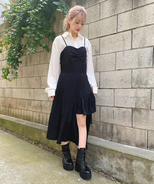 Voyage titty&Co.PETIT（ボヤージュティティアンドコープチ）の「【Voyage titty&Co.】voyage2021SSイレヘムキャミワンピース（ワンピース・レディース・ブラック・FREE）」の9枚目の写真