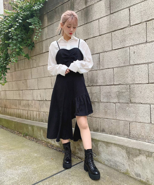 Voyage titty&Co.PETIT（ボヤージュティティアンドコープチ）の「【Voyage titty&Co.】voyage2021SSイレヘムキャミワンピース（ワンピース・レディース・ブラック・FREE）」の10枚目の写真