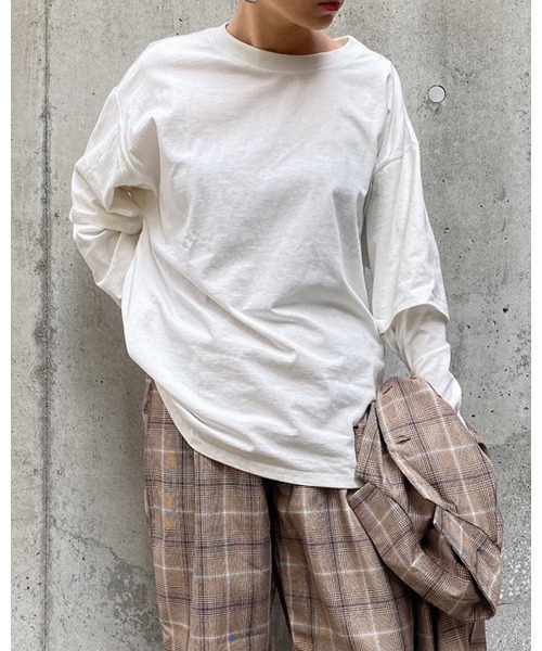 LiSeek(リシーク)の「【LiSeeK】スリーブドッキングロンT(Tシャツ/カットソー・レディース・ラベンダー/ブルー/ホワイト/ダークグレー・FREE)」の1枚目の写真