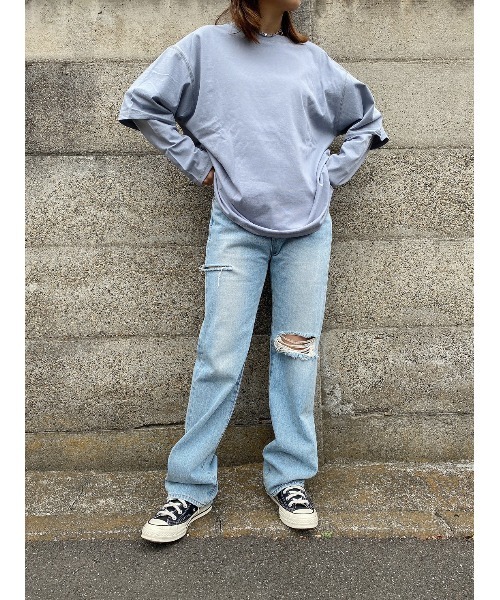 LiSeek(リシーク)の「【LiSeeK】スリーブドッキングロンT(Tシャツ/カットソー・レディース・ラベンダー/ブルー/ホワイト/ダークグレー・FREE)」の15枚目の写真
