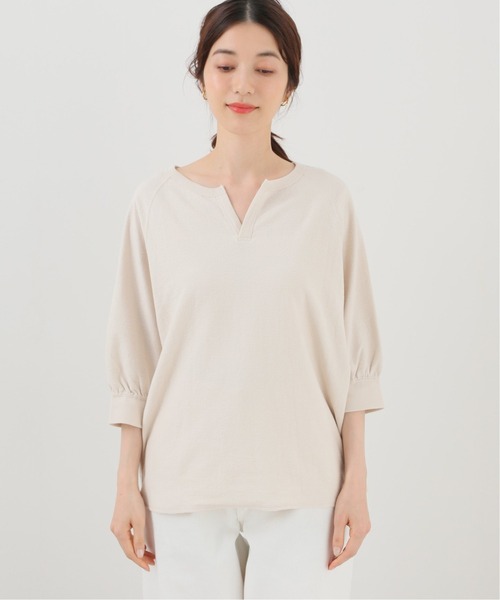 SLOBE IENA（スローブイエナ）の「パイルキーネックプルオーバー【手洗い可能】◆（Tシャツ/カットソー・レディース・ブラック/アイボリー・FREE）」の3枚目の写真