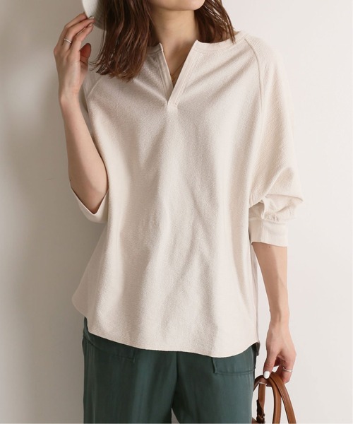 SLOBE IENA（スローブイエナ）の「パイルキーネックプルオーバー【手洗い可能】◆（Tシャツ/カットソー・レディース・ブラック/アイボリー・FREE）」の6枚目の写真