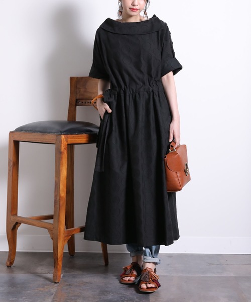 セール Imagination ソマリ イマジネーション のファッション ワンピース ワンピース ドレス Imagination ソマリ ロールカラードット柄ワンピース ワンピース Somari