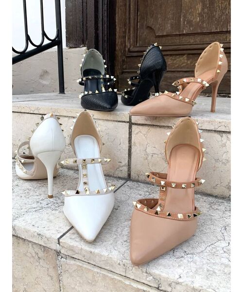 RESEXXY（リゼクシー）の「スタッズピンヒールパンプス（パンプス・レディース・その他1/オフホワイト/ピンク・MEDIUM/LARGE/SMALL）」の9枚目の写真