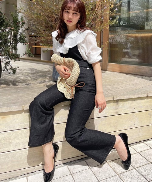 frunco（フランコ）の「タイトフレアサロペット（サロペット/オーバーオール・レディース・ブラック/アイボリー・FREE）」の16枚目の写真