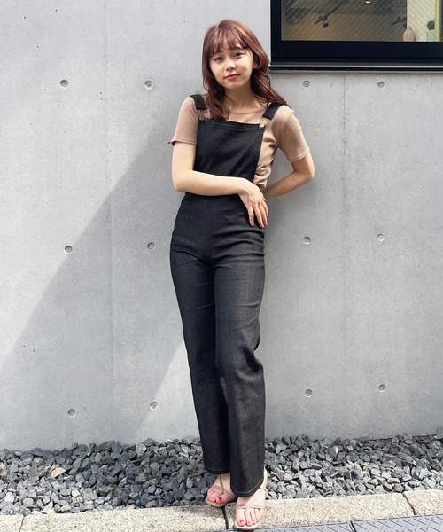 frunco（フランコ）の「タイトフレアサロペット（サロペット/オーバーオール・レディース・ブラック/アイボリー・FREE）」の8枚目の写真