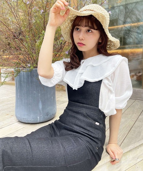 frunco（フランコ）の「タイトフレアサロペット（サロペット/オーバーオール・レディース・ブラック/アイボリー・FREE）」の15枚目の写真