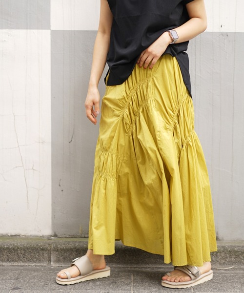 DROIT BELLO（ドロイトベロ）の「DROIT BELLO（ドロイトベロ）　ギャザースカート（スカート・レディース・ブラック/イエロー/ブルー・FREE）」の3枚目の写真