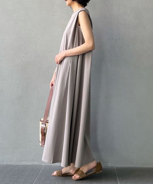 1er Arrondissement(プルミエアロンディスモン)の「クリアー天竺ノースリワンピース(ワンピース・レディース・ダークブラウン/ブラック/グレー・FREE)」の9枚目の写真