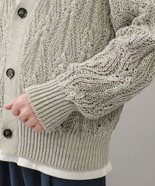 city(シティ)の「【CITY】LACE KNIT CARDIGAN(カーディガン/ボレロ・メンズ・ライトグレー/ブラック/サックスブルー・FREE)」の4枚目の写真