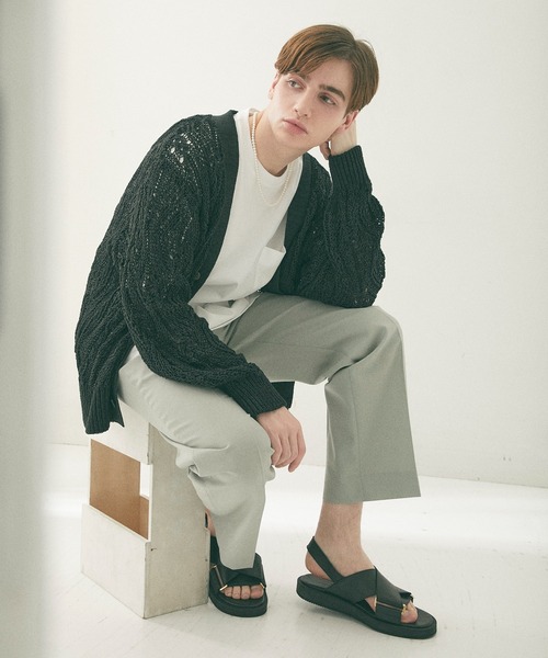 city(シティ)の「【CITY】LACE KNIT CARDIGAN(カーディガン/ボレロ・メンズ・ライトグレー/ブラック/サックスブルー・FREE)」の9枚目の写真