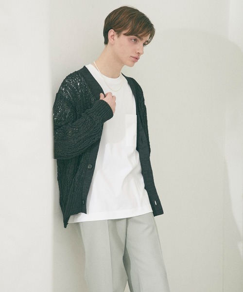 city(シティ)の「【CITY】LACE KNIT CARDIGAN(カーディガン/ボレロ・メンズ・ライトグレー/ブラック/サックスブルー・FREE)」の14枚目の写真