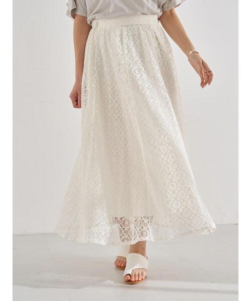 earth music&ecology（アースミュージックアンドエコロジー）の「選べるレーススカート(サークル) ＊（スカート・レディース・ホワイト系その他2/チャコールグレー/ミント/ブラック/ピンクベージュ/アイボリー・FREE）」の8枚目の写真