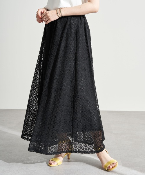 earth music&ecology（アースミュージックアンドエコロジー）の「選べるレーススカート(サークル) ＊（スカート・レディース・ホワイト系その他2/チャコールグレー/ミント/ブラック/ピンクベージュ/アイボリー・FREE）」の3枚目の写真