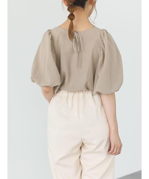 SLURR（スラ―）の「ギャザーパフチェックブラウス（シャツ/ブラウス・レディース・ブラック/ベージュ/モカ・FREE）」の22枚目の写真