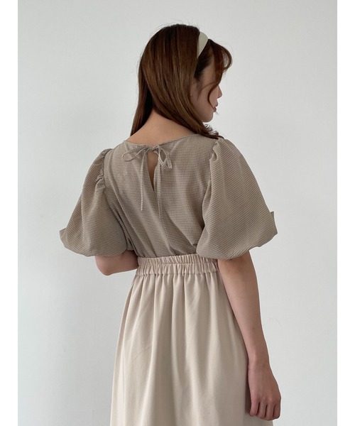 SLURR（スラ―）の「ギャザーパフチェックブラウス（シャツ/ブラウス・レディース・ブラック/ベージュ/モカ・FREE）」の11枚目の写真