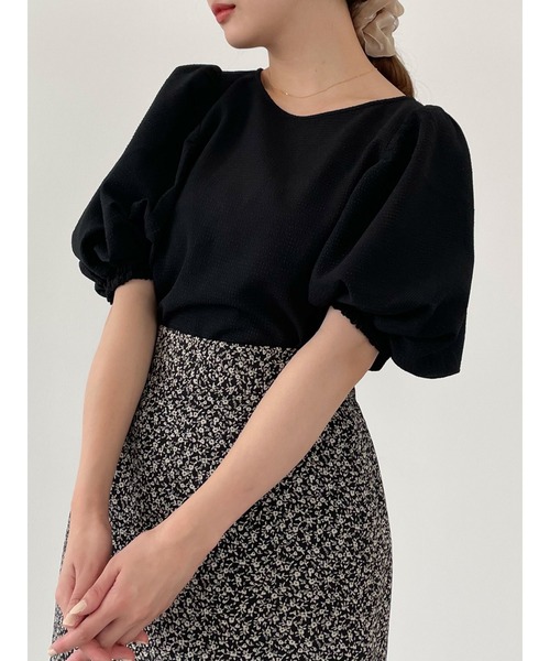 SLURR（スラ―）の「ギャザーパフチェックブラウス（シャツ/ブラウス・レディース・ブラック/ベージュ/モカ・FREE）」の4枚目の写真